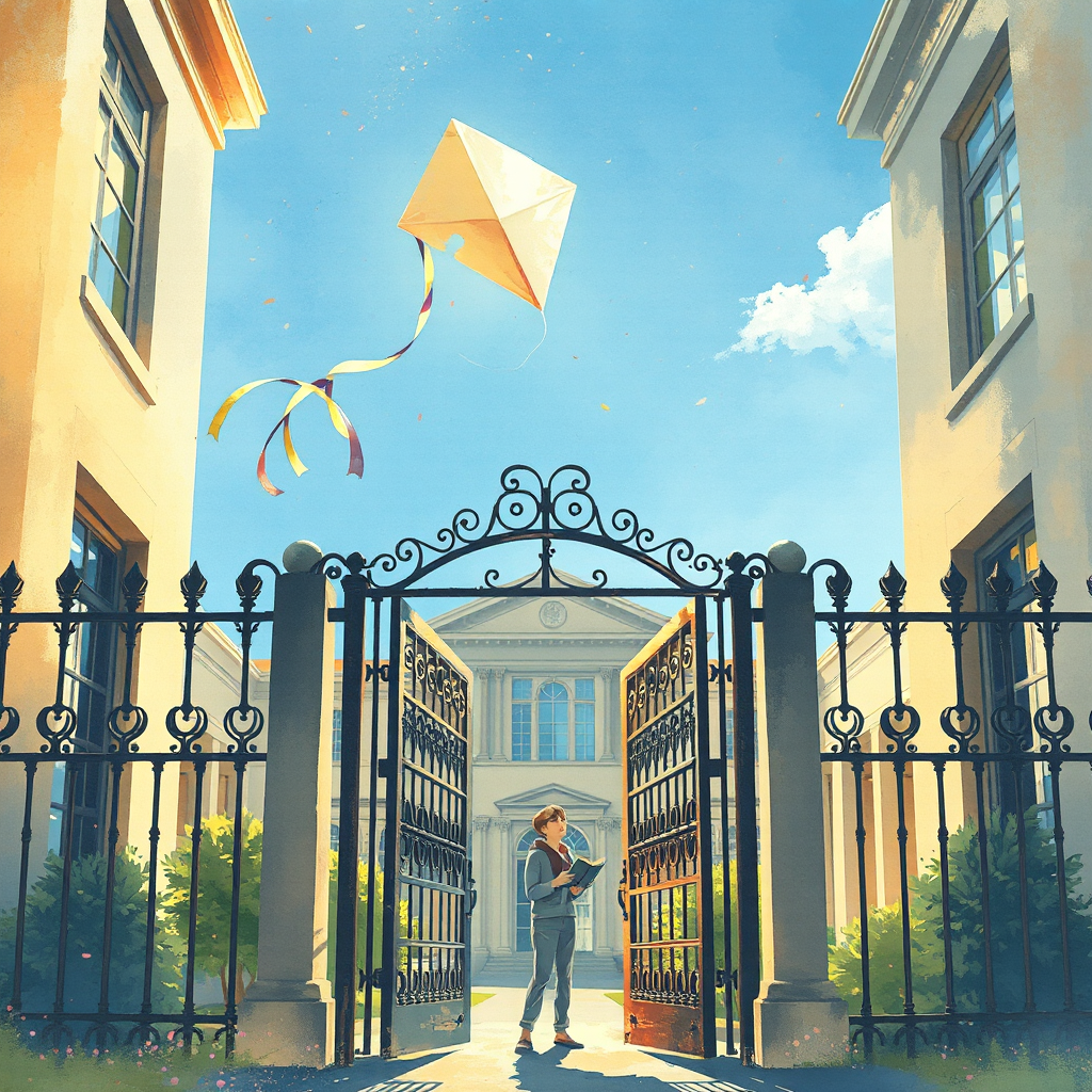 Kite on the Library Fence