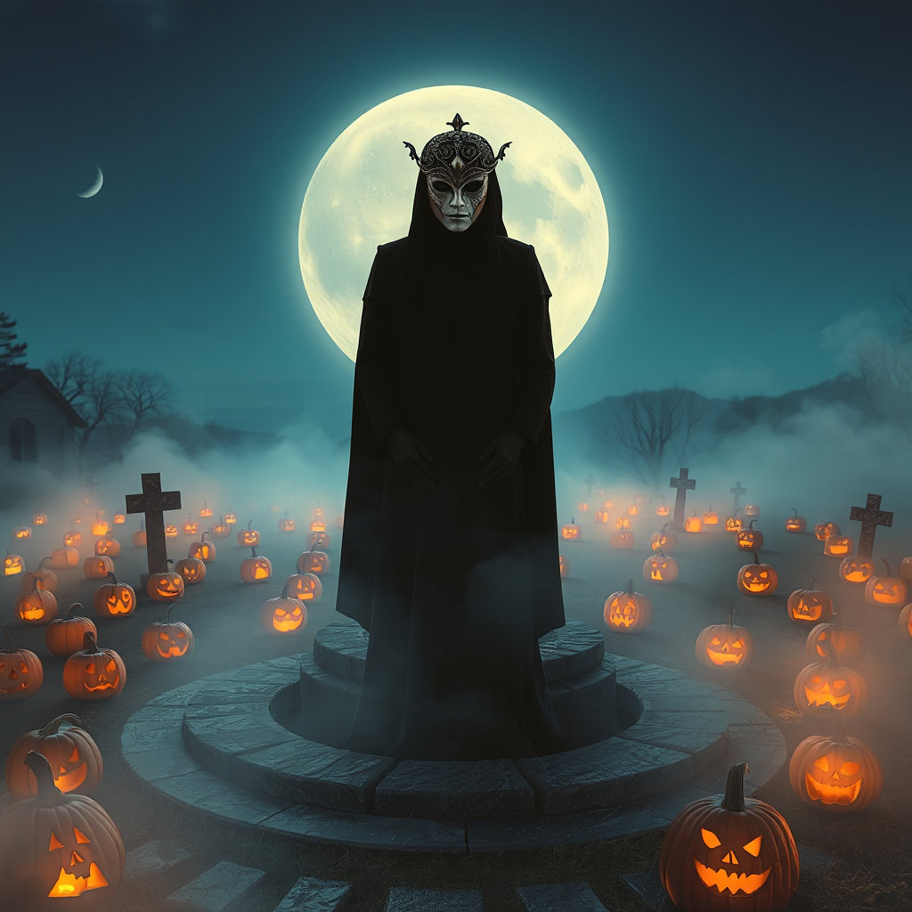 Moonlit Masquerade Over the Pumpkin Graveyard