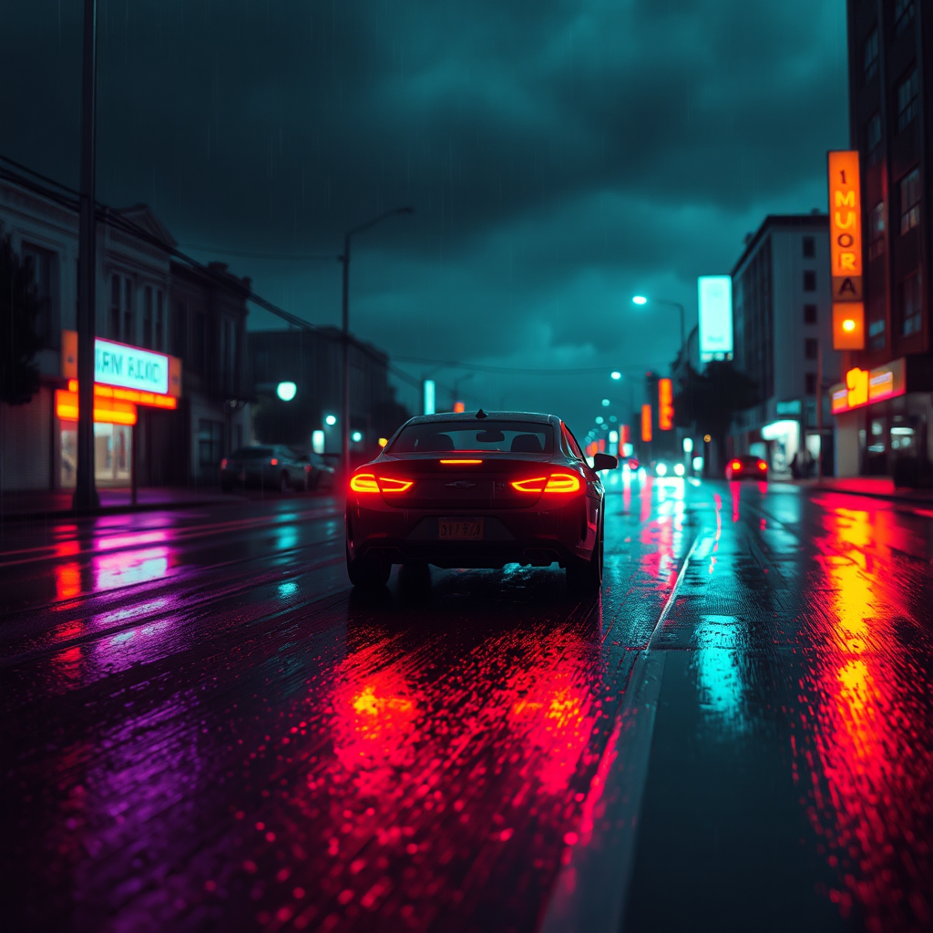 Neon Rain Midnight
