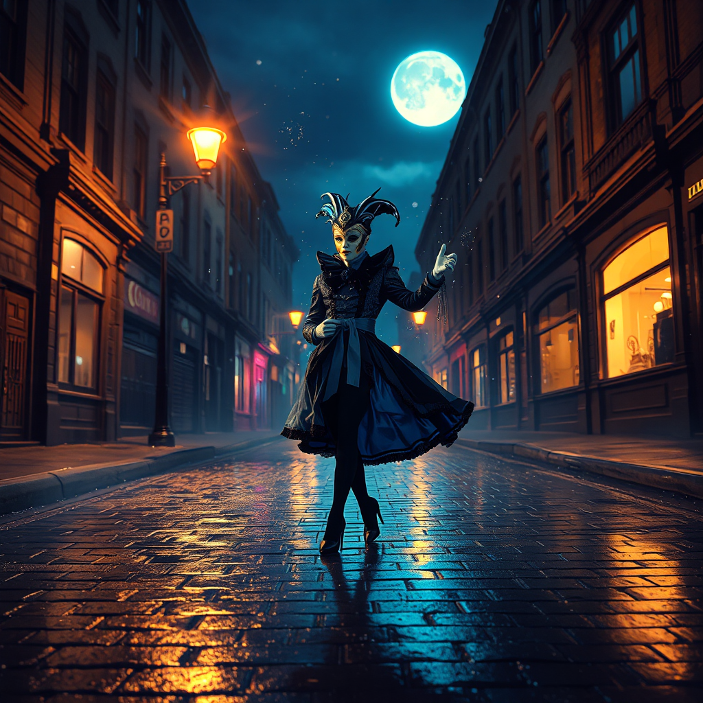 Moonlit Masquerade on Halloween Street