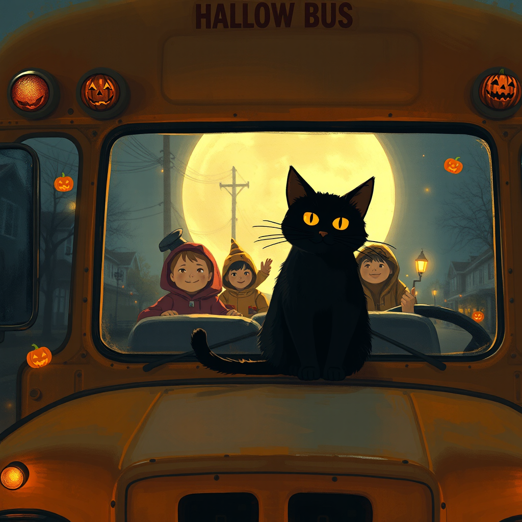 Black Cat on the School Bus