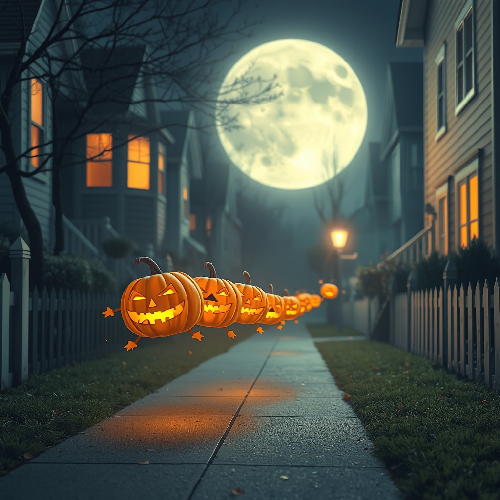 Pumpkin Parade Under the Moon