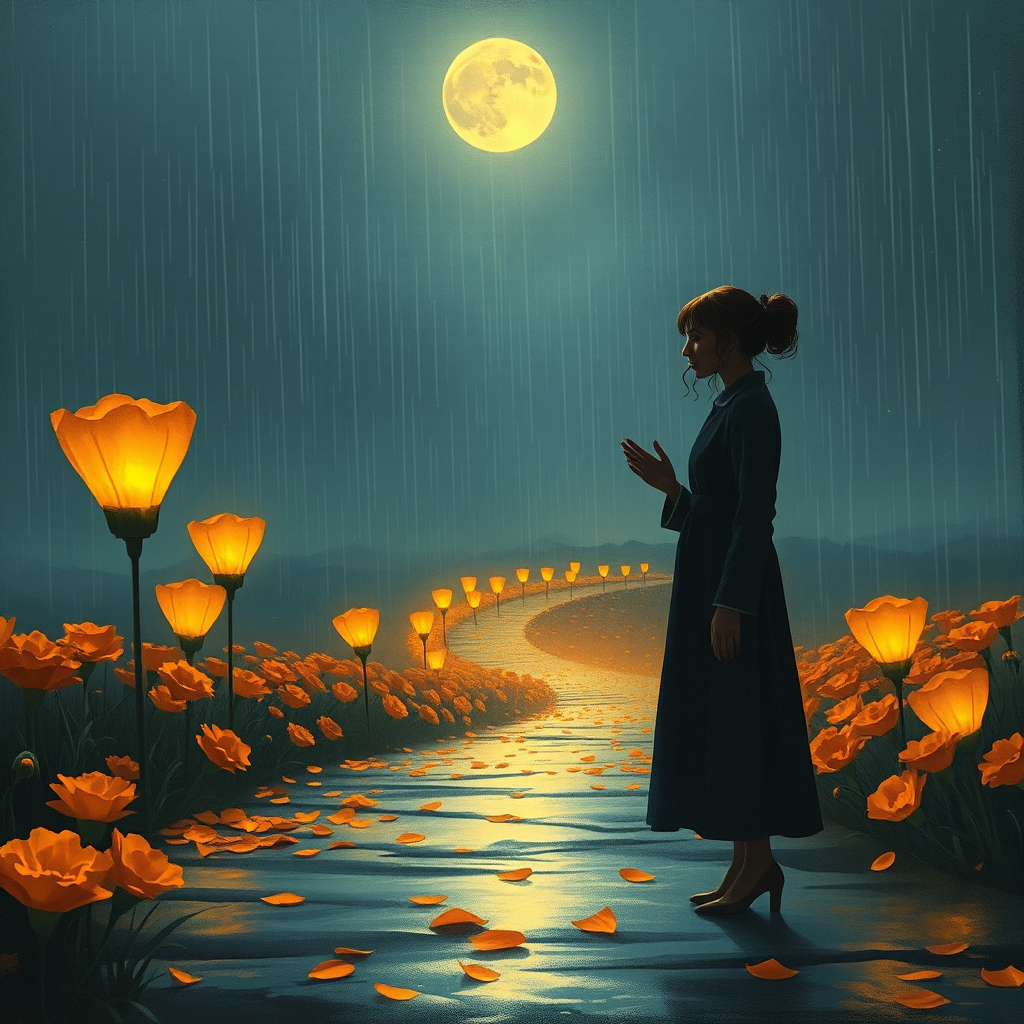 Marigold Lanterns at Midnight