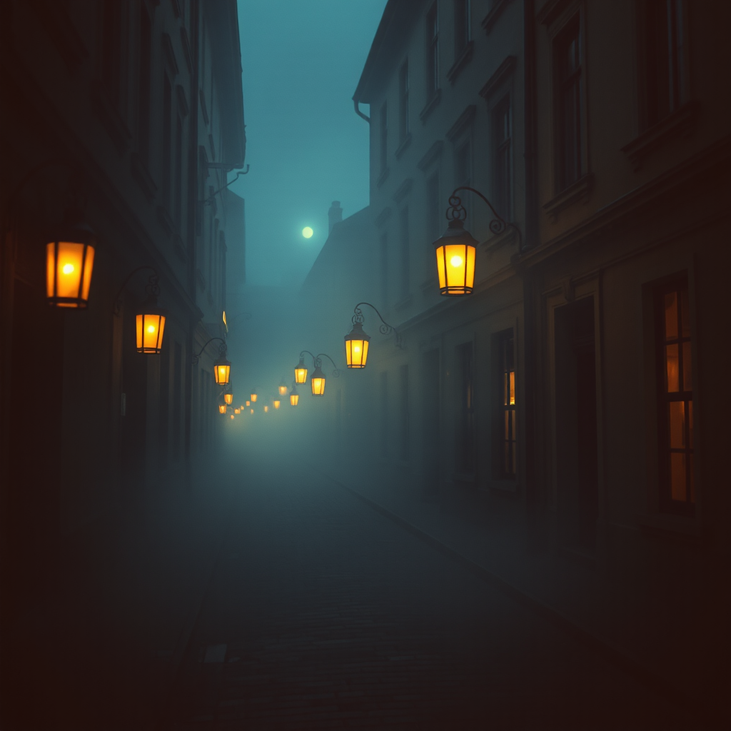 Midnight Lanterns in the Fog