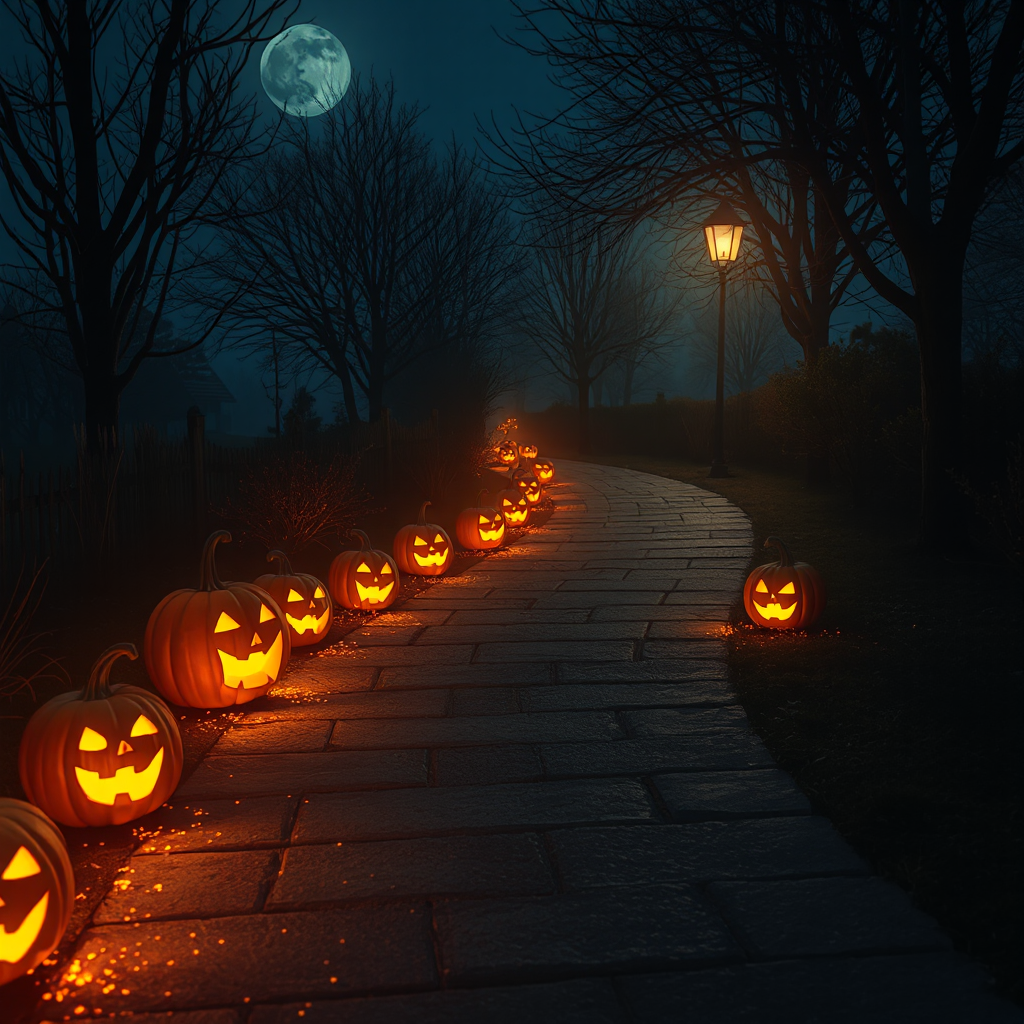 Moonlit Pumpkin Path